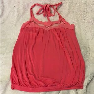 Pink halter top with front flower detail